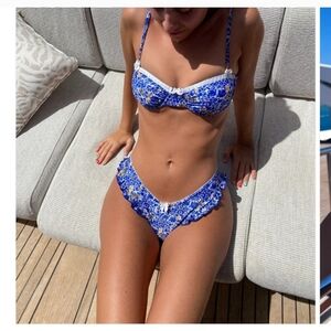 Strawberry Milk Mob Mykonos Bikini Bottom Blue L NWT